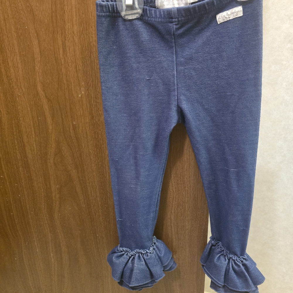 Charming Navy Kids Leggings with Ruffle Hem